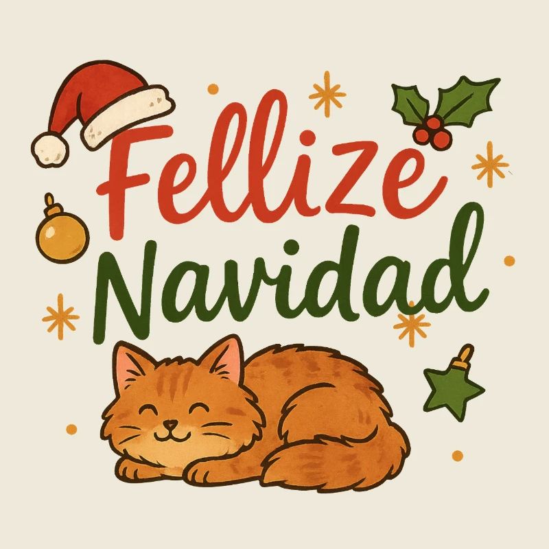 Fellize Navidad - Conception de Noël de chat drôle