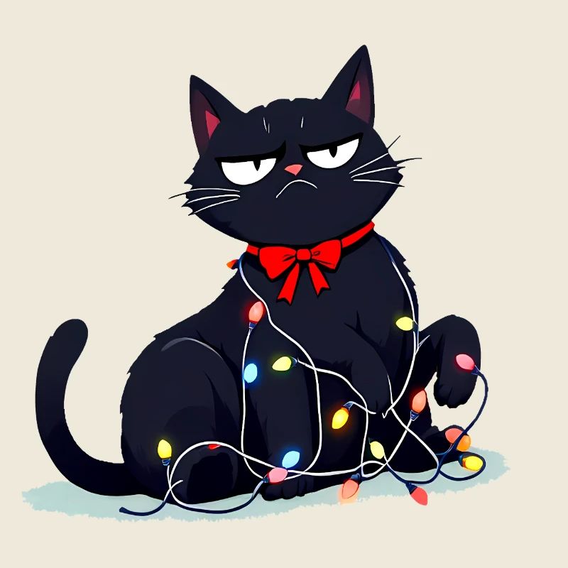 Funny grim cat Christmas