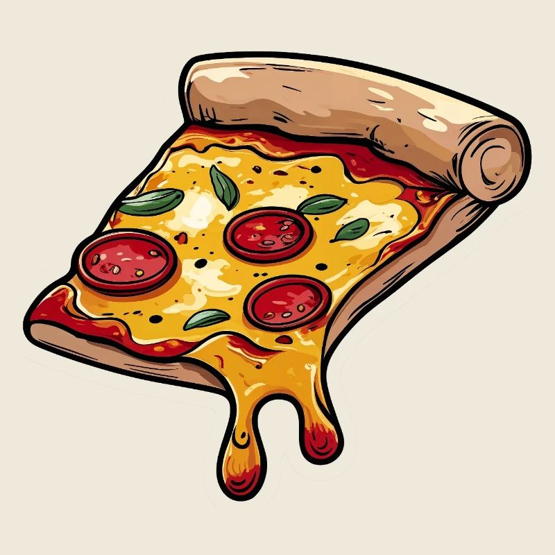 Pizza Slice de Dessin Animé avec Fromage