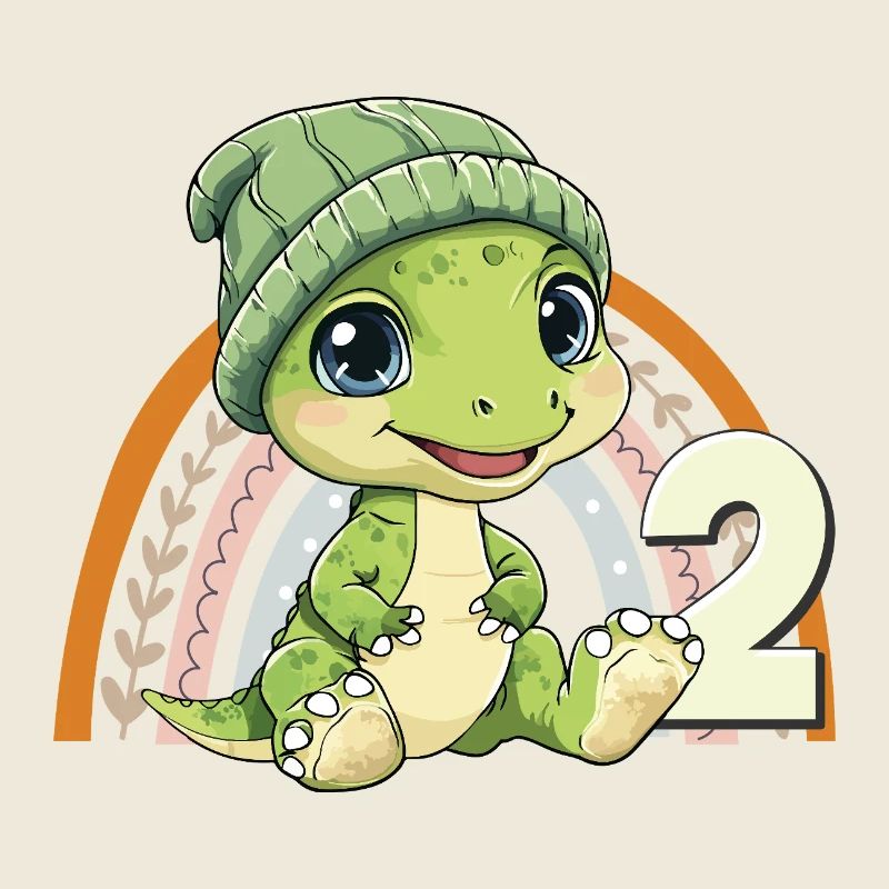 2. Geburtstag Dinosaurier Regenbogen Süß Niedlich