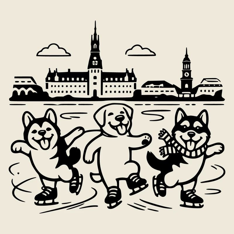 Schlittschuh Mimalistisch Line Art