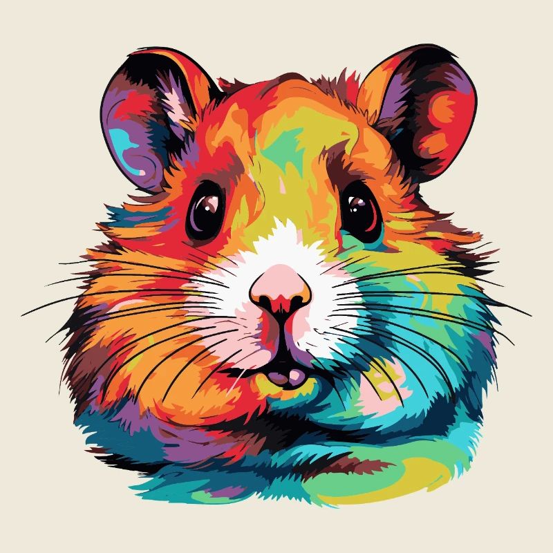 Portrait du hamster de l’explosion en couleur