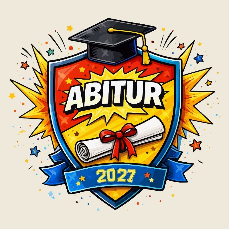 Abitur 2027 Abschluss Comic Schild