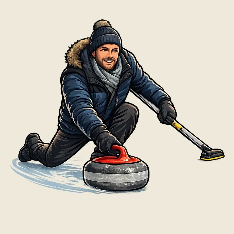 Curlingheld im Eiswind