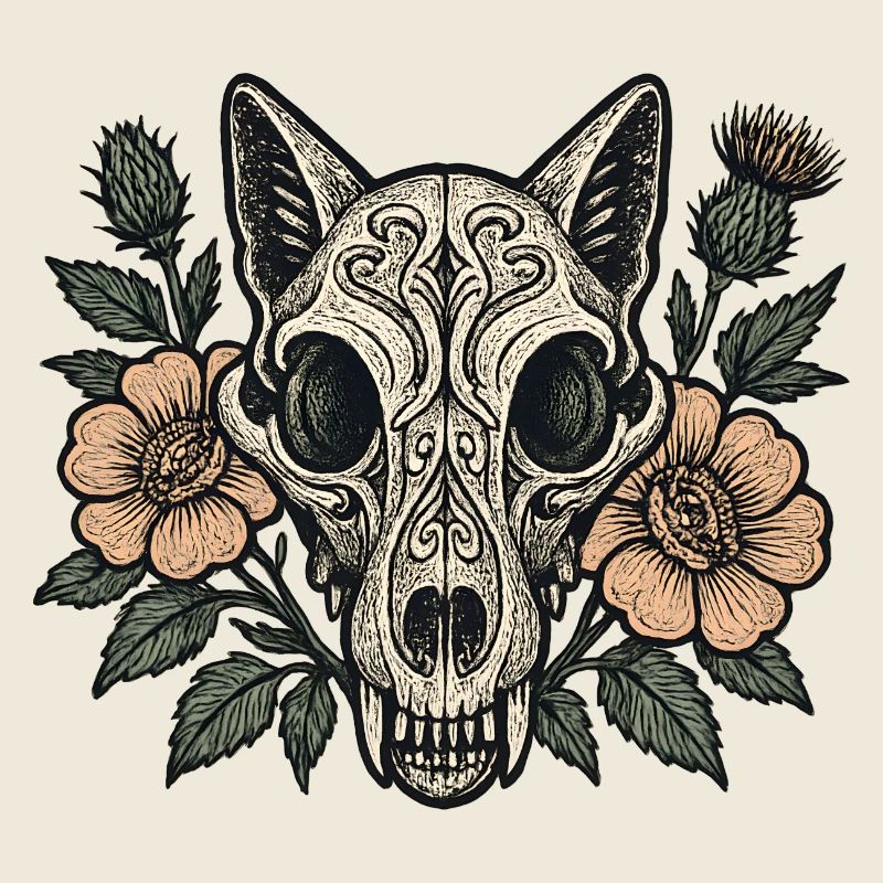 Blossoms Skull Fox