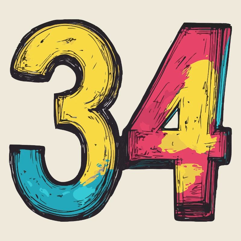34 Number Colorful