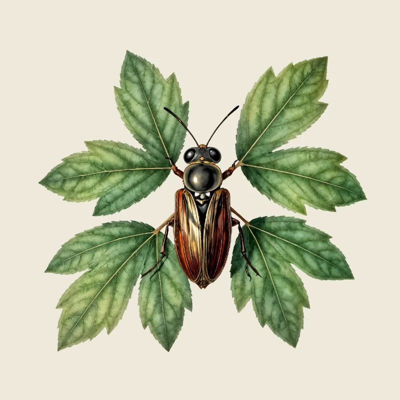 Insecte coléoptère sur feuillage verdoyant