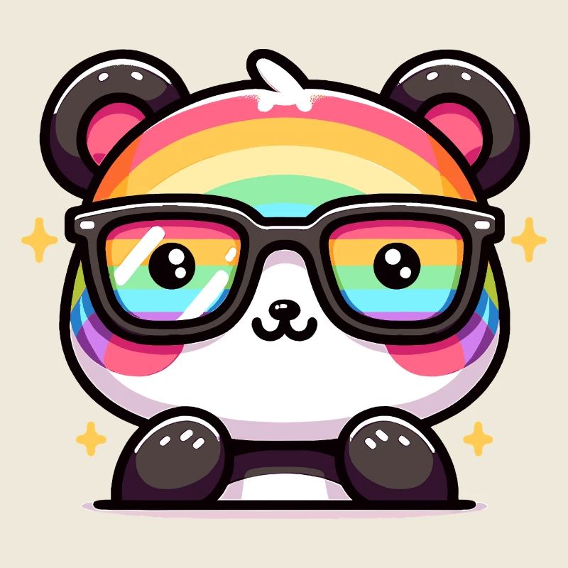 Regenbogen Panda mit Sonnenbrille