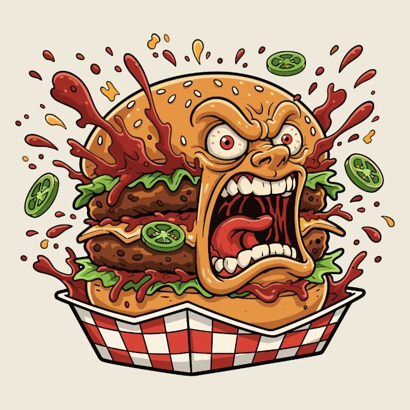 Éclaboussure de burger en colère