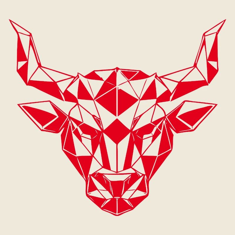 Roter Low-Poly Stierkopf