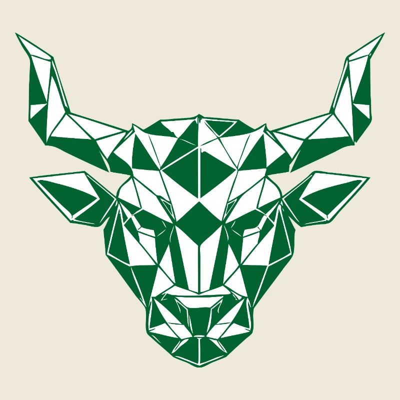 Geometric Bull Head Green Polygon