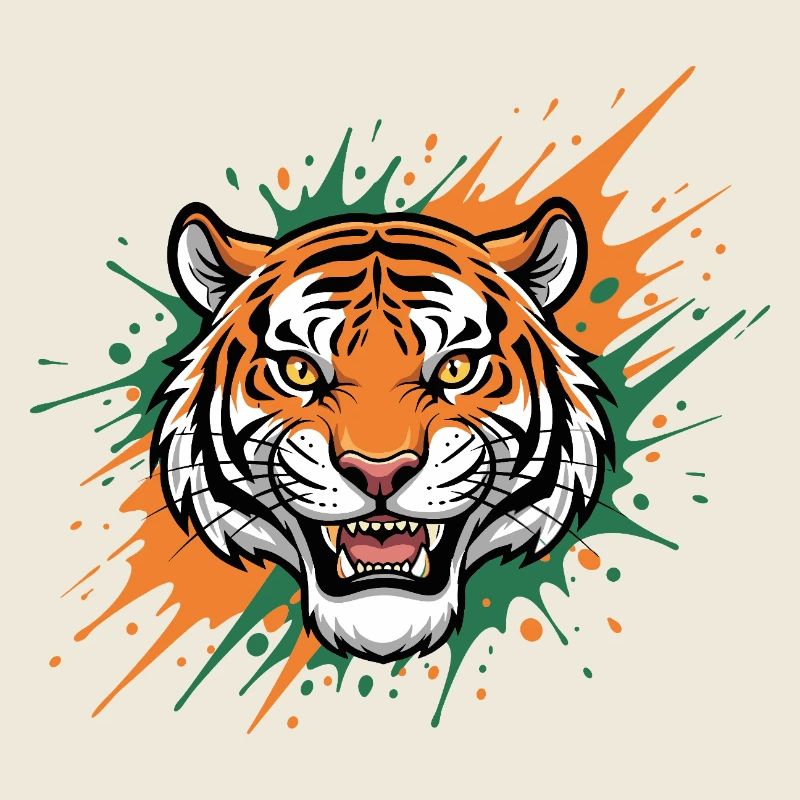 Art éclaboussuré de tête de tigre