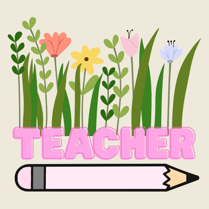 Teacher flowers with pencil