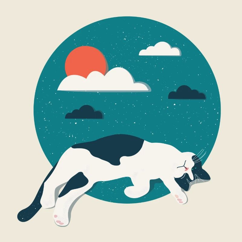 Süße Katze liegt vor Himmel Geschenk Idee