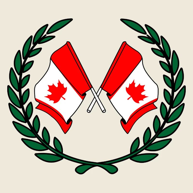 Flags Canada in laurel wreath