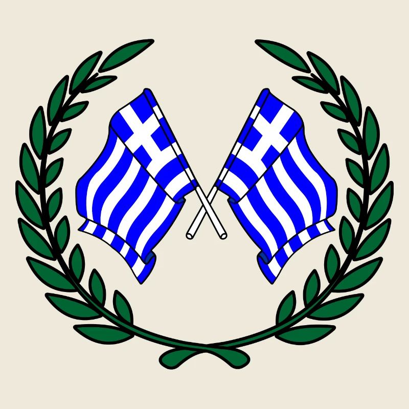 Drapeaux de la Grèce en couronne de laurier