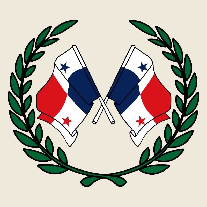 Drapeaux Panama en couronne de laurier