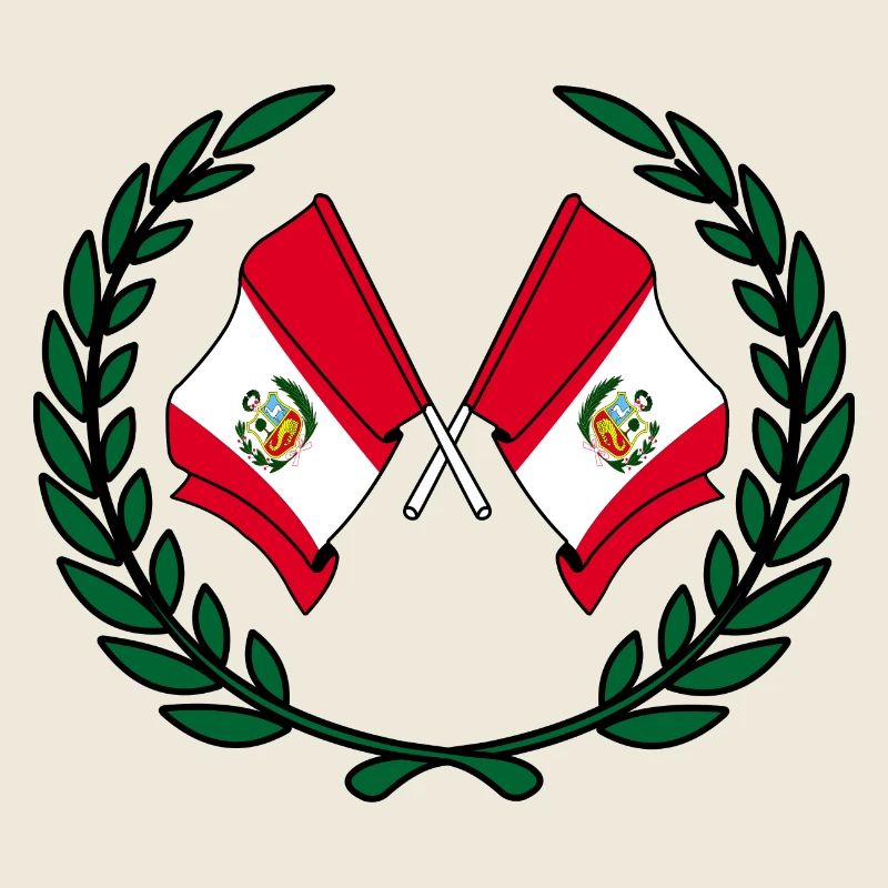 Drapeaux du Pérou en couronne de laurier