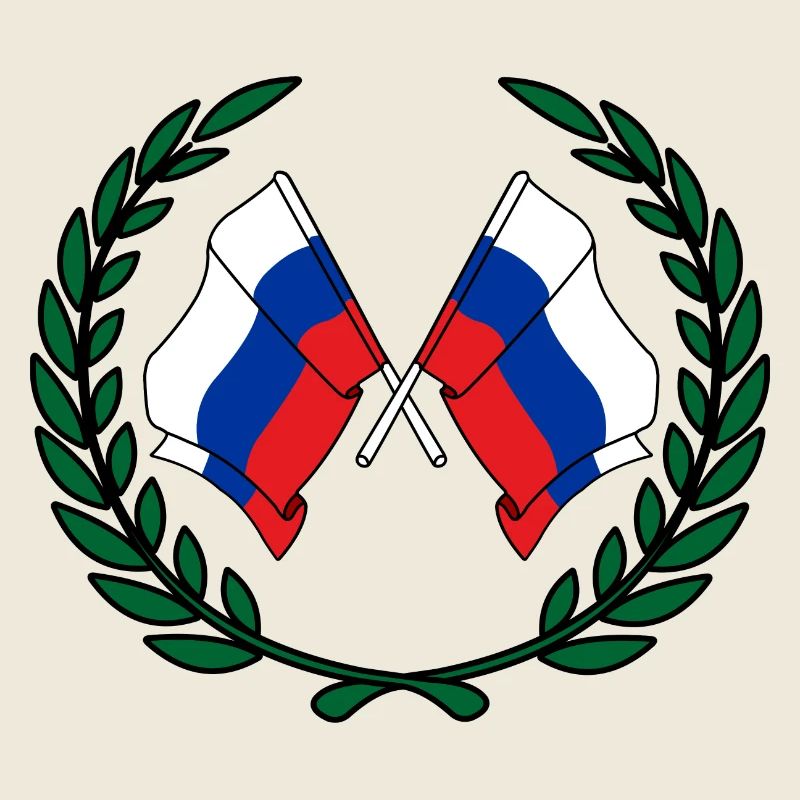 Drapeaux de la Russie en couronne de laurier