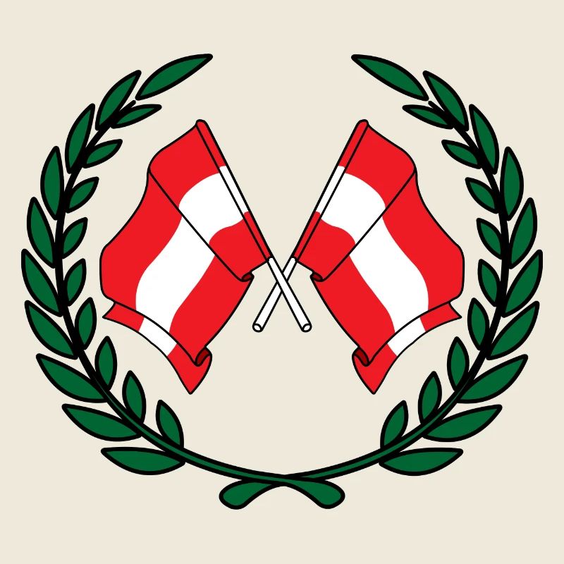 Flags austria in laurel wreath