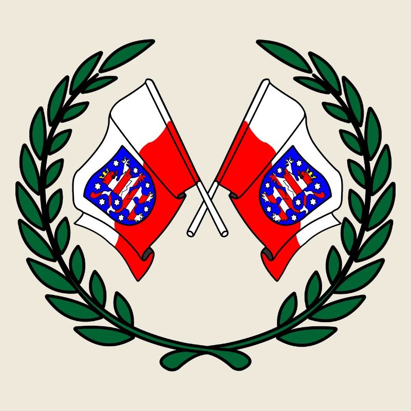 Drapeaux Thuringe couronne de laurier