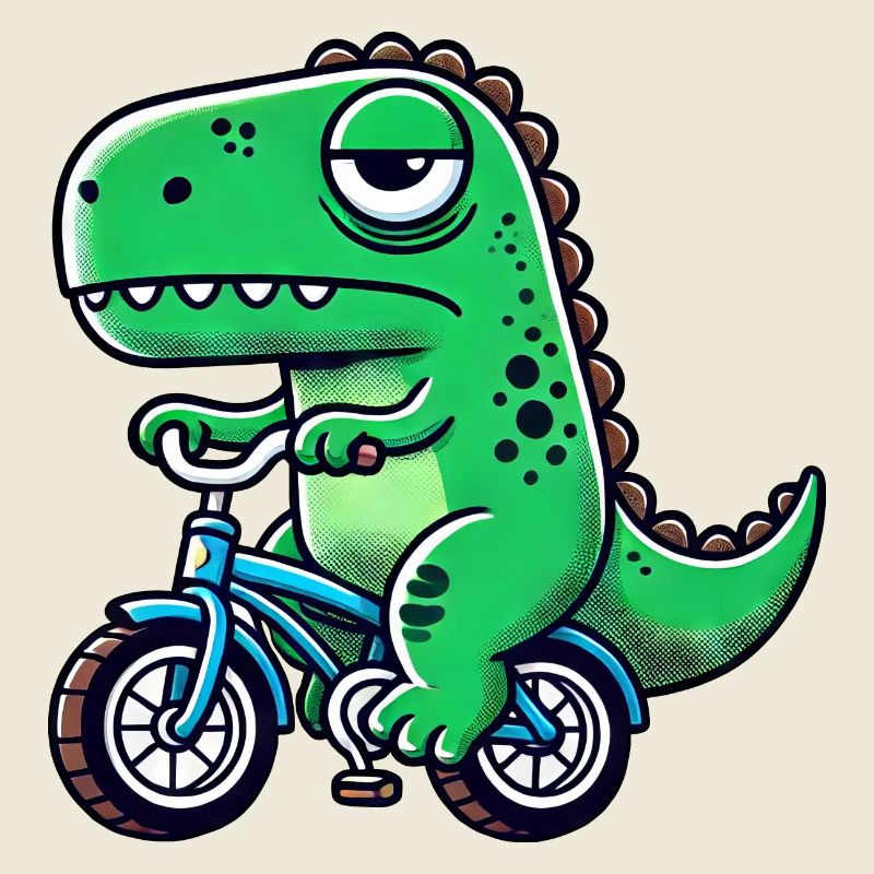 Drôle de dino T-Rex sur vélo Bizarre et