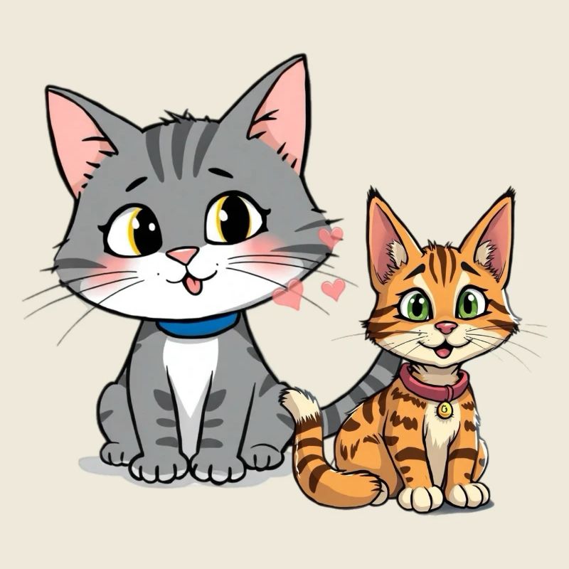 Mignon chats avec des coeurs illustration