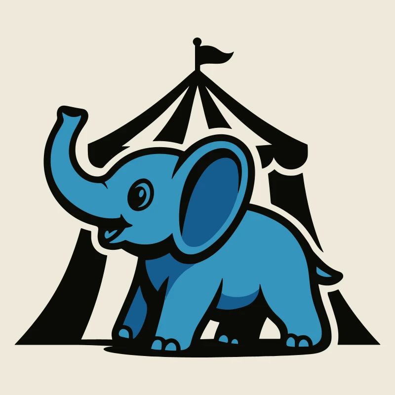 Éléphant de cirque bleu