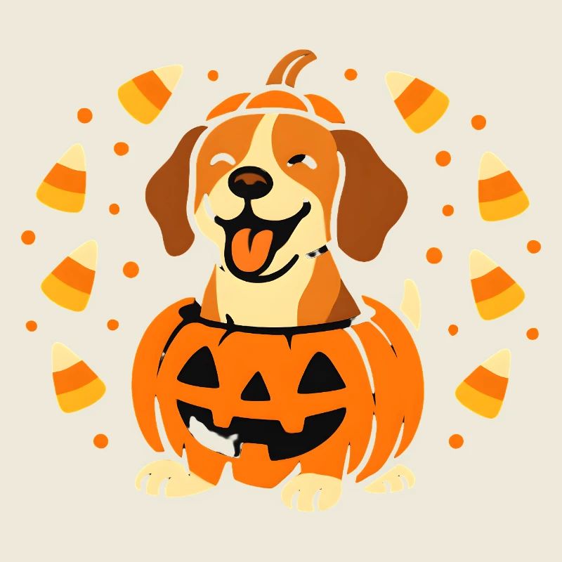 Chiot Halloween dans Citrouille Souriante