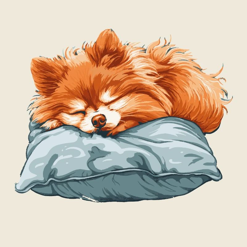 Sleeping Spitz on pillow