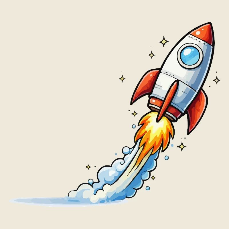 Rocket Launch Cartoon Design