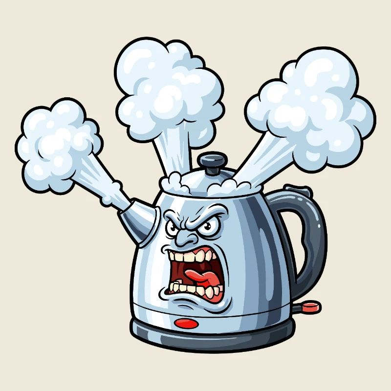 Dessin animé de la bouilloire en colère