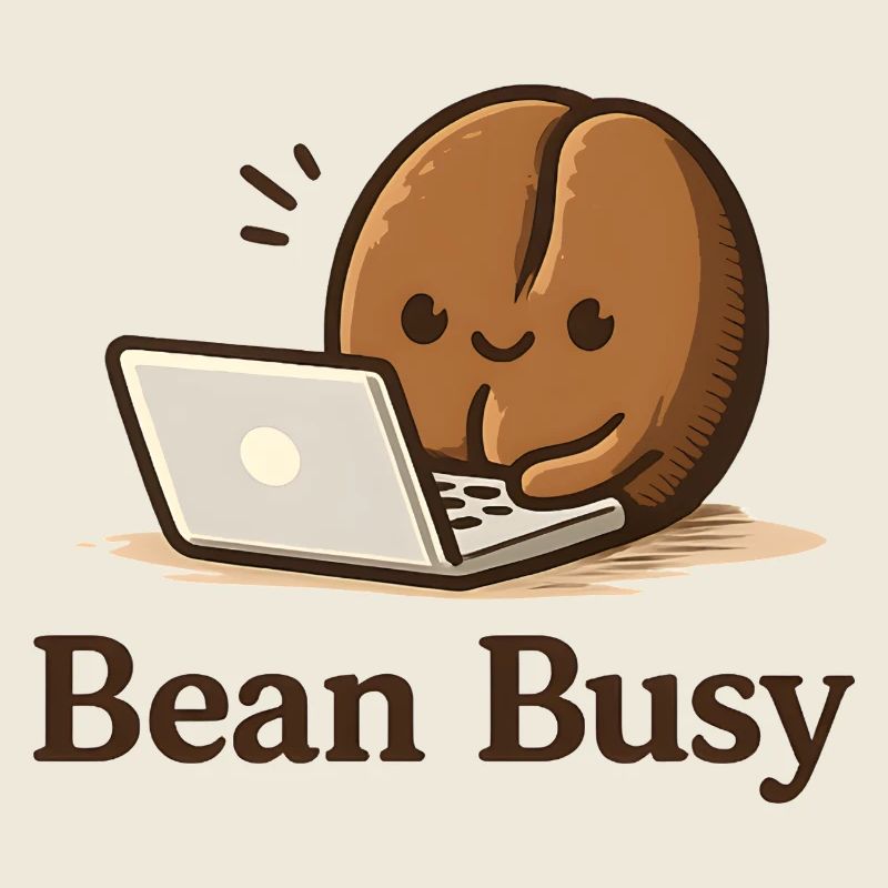 Bean Busy - Cute Coffee Bean at Laptop Cafe