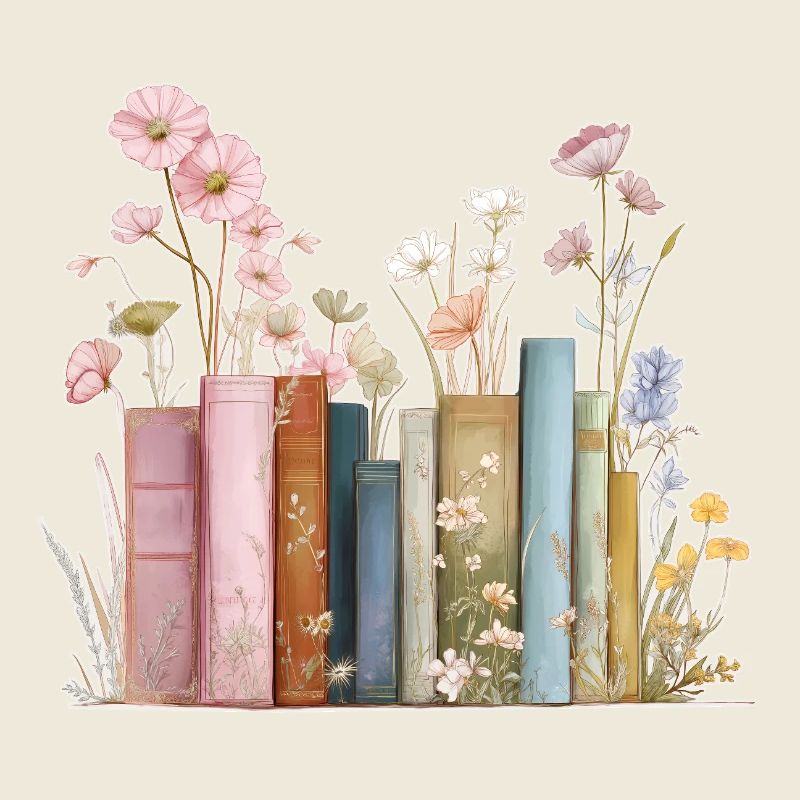 Books with flowers