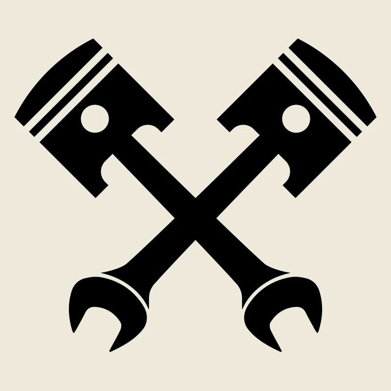 Crossed piston key emblem