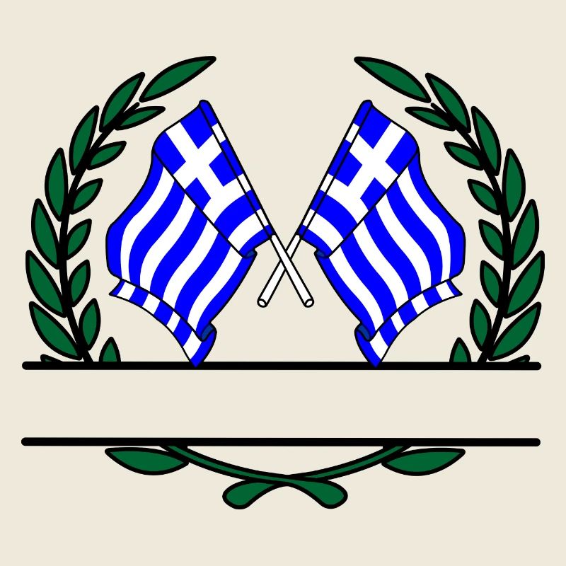Flags Greece laurel wreath banner
