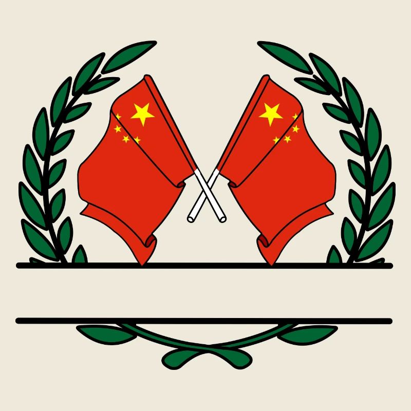 Flags China laurel wreath banner