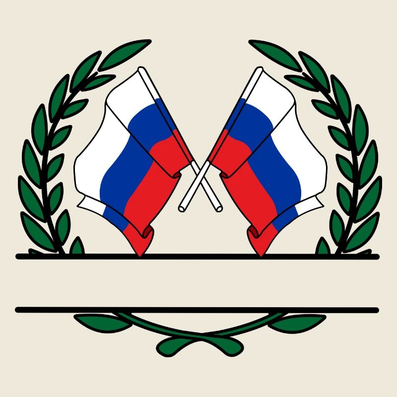 Drapeaux Russie couronne de laurier bannière