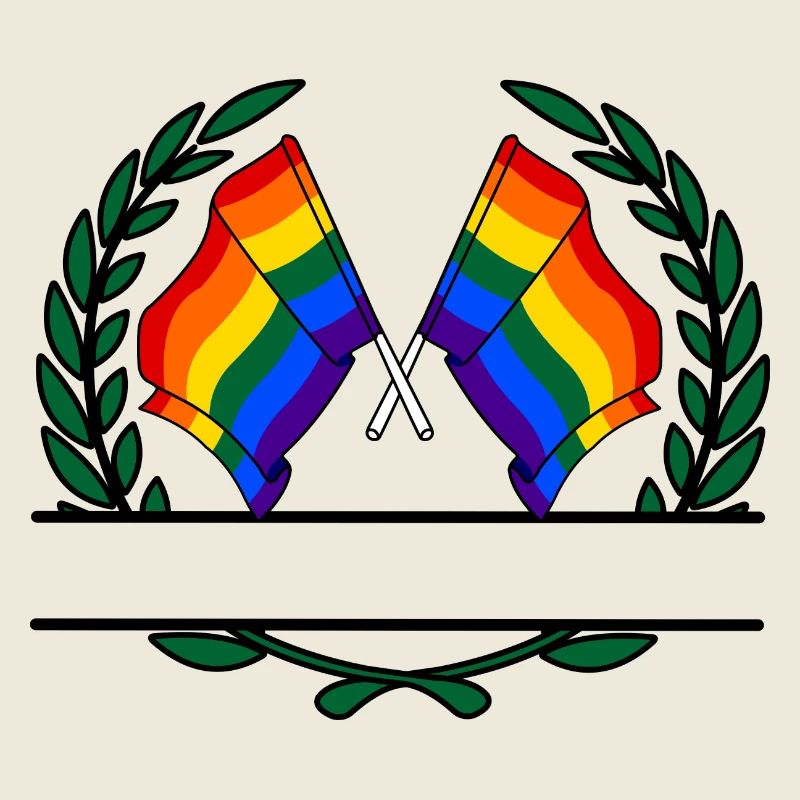Drapeaux Bannière couronne de laurier arc-en-ciel