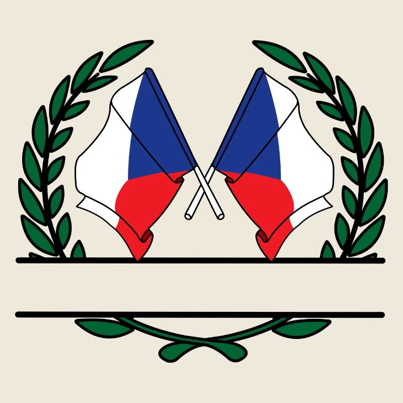 Drapeaux République tchèque couronne de laurier bannière