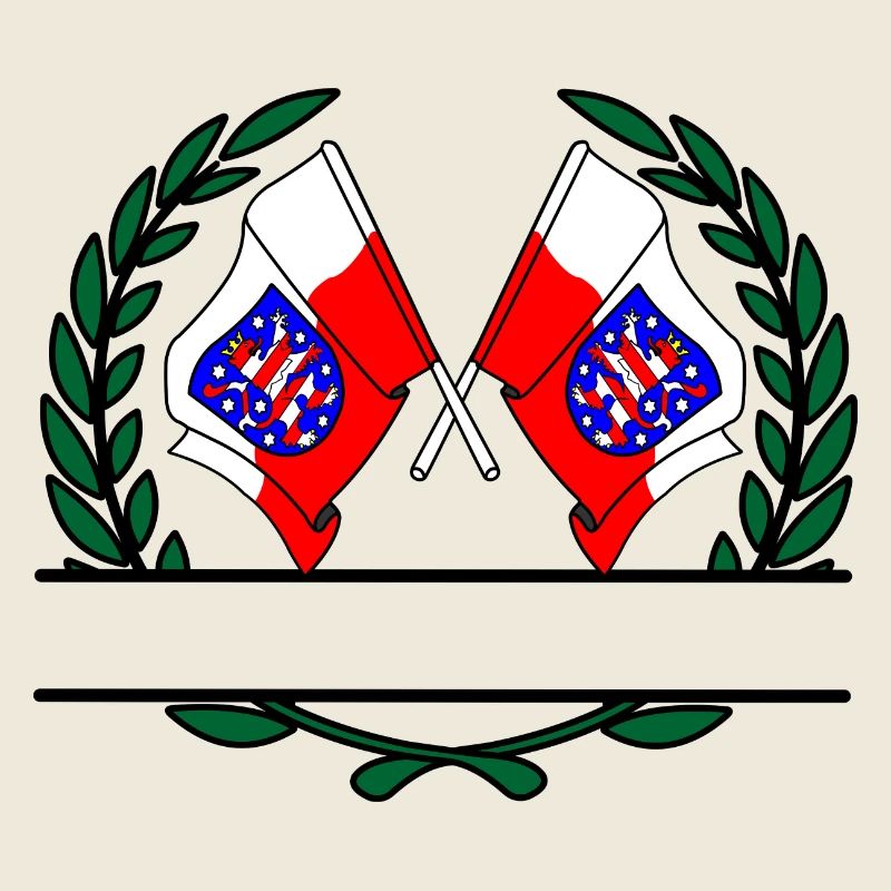Drapeaux Thuringe couronne de laurier bannière