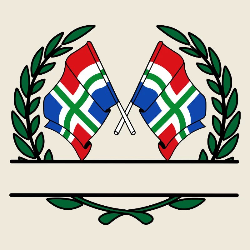 Drapeaux de la province de Groningue, bannière de couronne de laurier