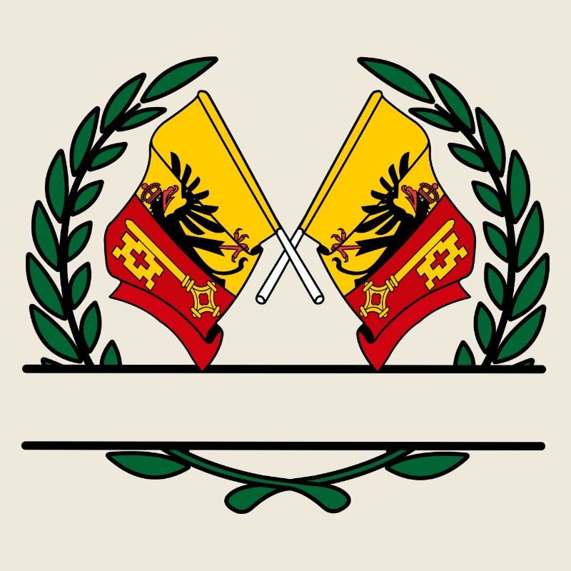 Flaggen Kanton oder Genf Schweiz Lorbeerkranz b