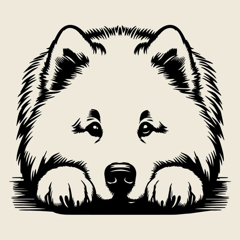 Samojede Kopf mit Pfoten