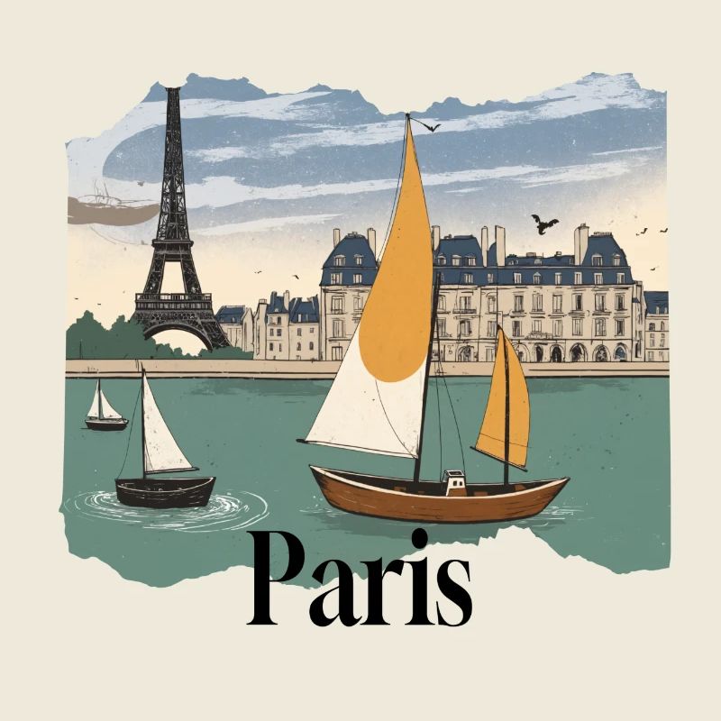 Paris Seine Vintage Segelboote