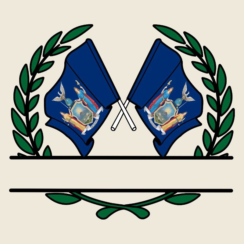 Drapeaux USA New York couronne de laurier bannière