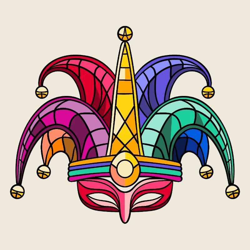 Masque de Fool’s Cap Coloré – Carnaval Carnaval