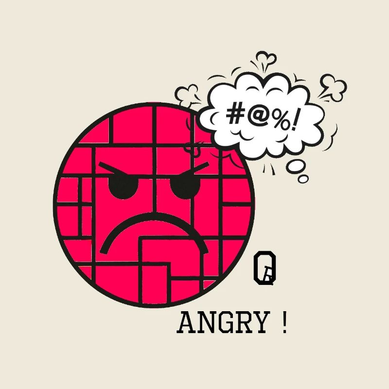 Angry with Wall Pattern and Frustration Expression