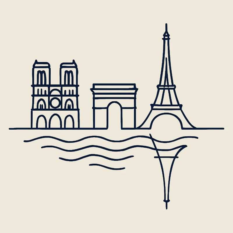 Paris Lines: Eiffel Tower and Arc de Triomphe