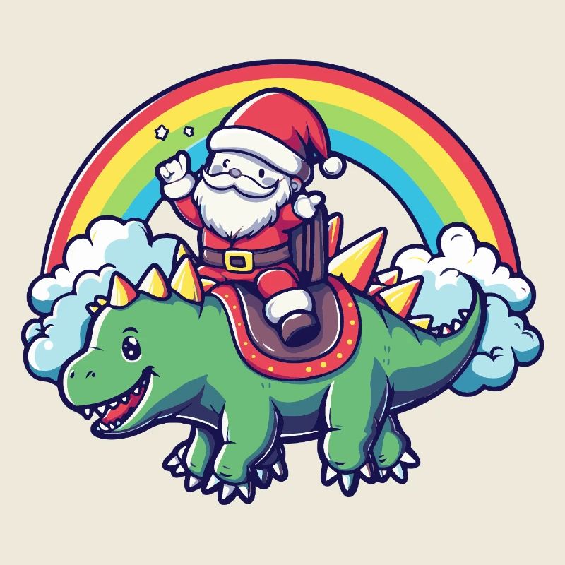 Dinosaur stegosaurus Santa Claus